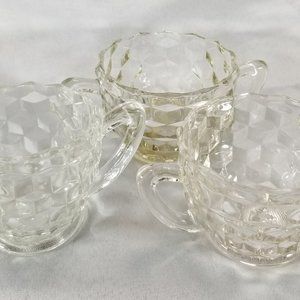 Vintage Whitehall by Colony Glass Creamer & 2 Sugar Bowls